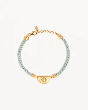 18k Gold Vermeil Lotus Blue Silk Cord Bracelet