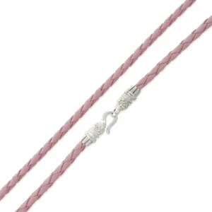 18" Pink Braided Leatherette Necklace 4mm w/ Silver Plated Bali Lock