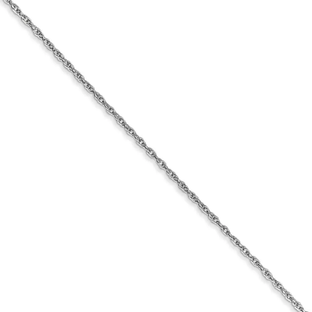 0.8mm, 10k White Gold, Baby Rope Chain Necklace