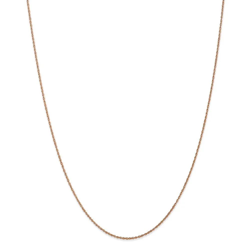 0.8mm 14k Rose Gold Solid Baby Rope Chain Necklace