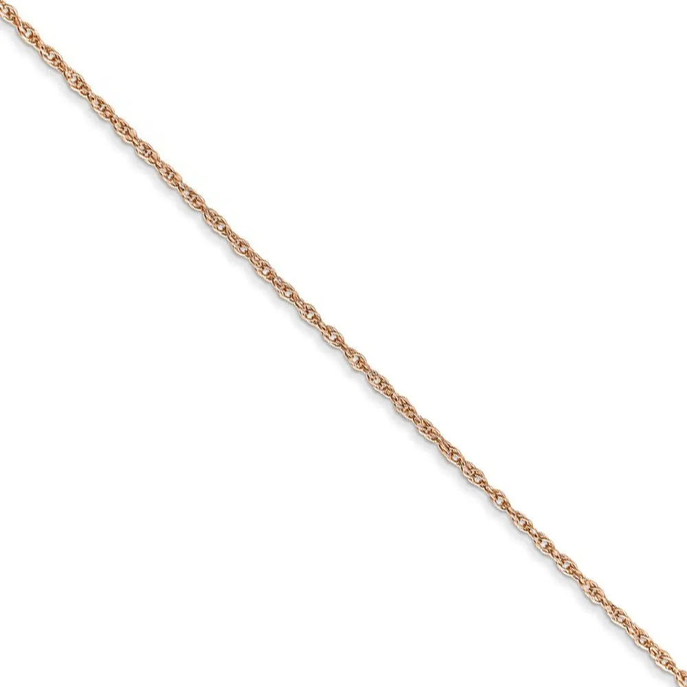 0.8mm 14k Rose Gold Solid Baby Rope Chain Necklace