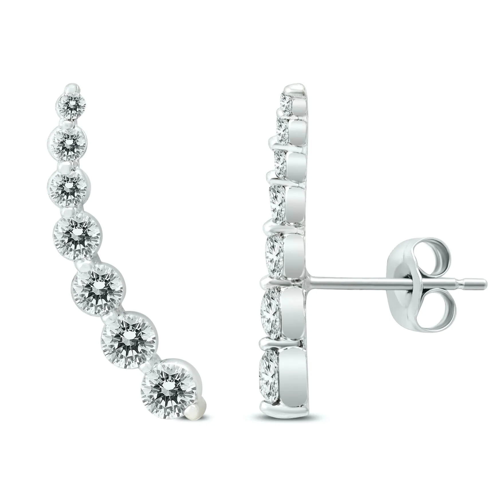 1 1/4 Carat Tw Diamond Climber Earrings Set In 14K