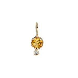 10K Gold Citrine Birthstone Charm with Diamond Drop