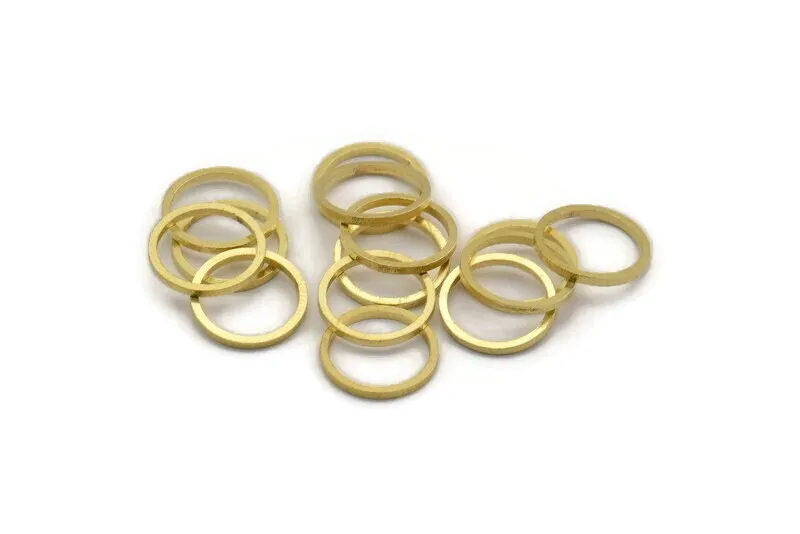 12mm Circle Connectors - 100 Raw Brass Circle Connectors (12x1x0.80mm) A6166