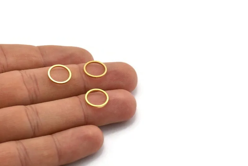 12mm Circle Connectors - 100 Raw Brass Circle Connectors (12x1x0.80mm) A6166