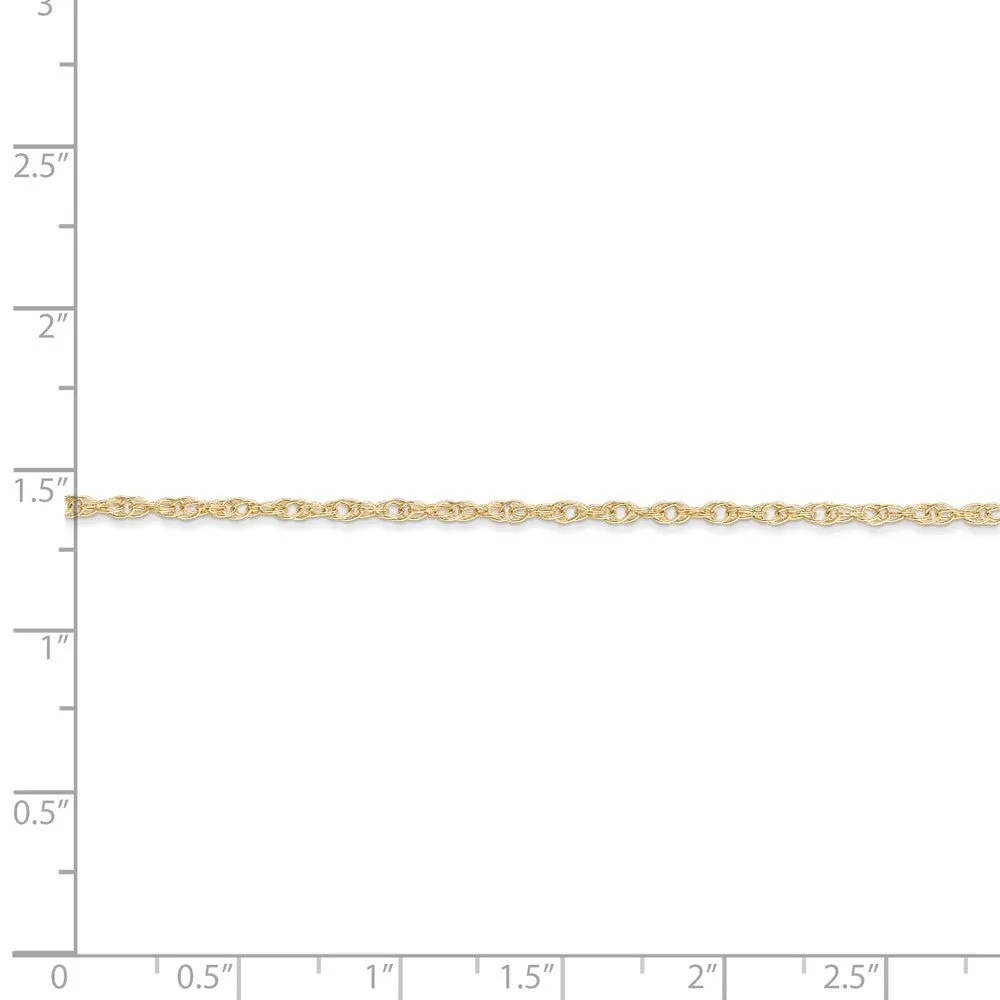 1.35mm, 14k Yellow Gold, Cable Rope Chain Necklace