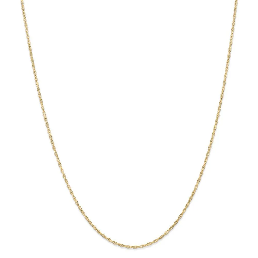 1.35mm, 14k Yellow Gold, Cable Rope Chain Necklace