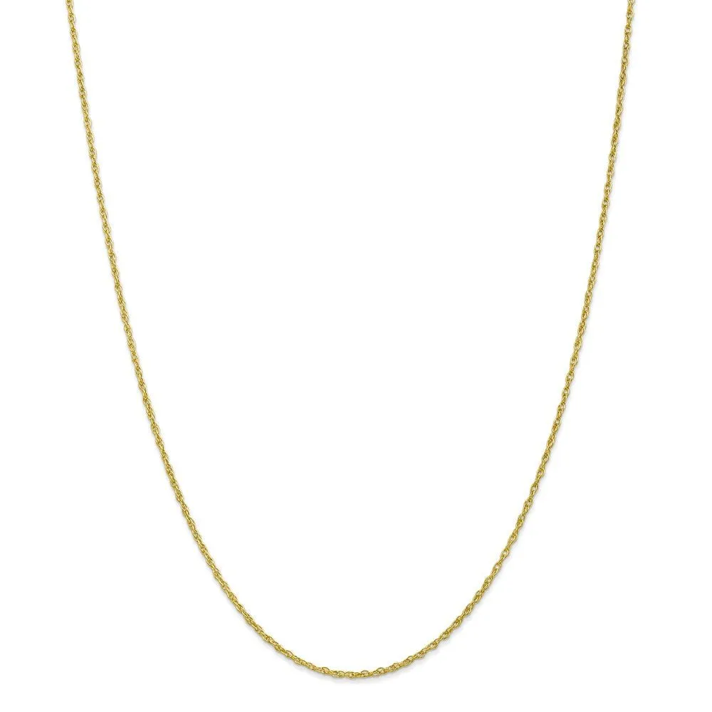 1.3mm 10k Yellow Gold Solid Baby Rope Chain Necklace