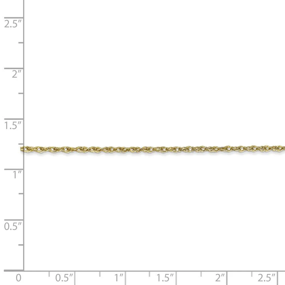 1.3mm 10k Yellow Gold Solid Baby Rope Chain Necklace