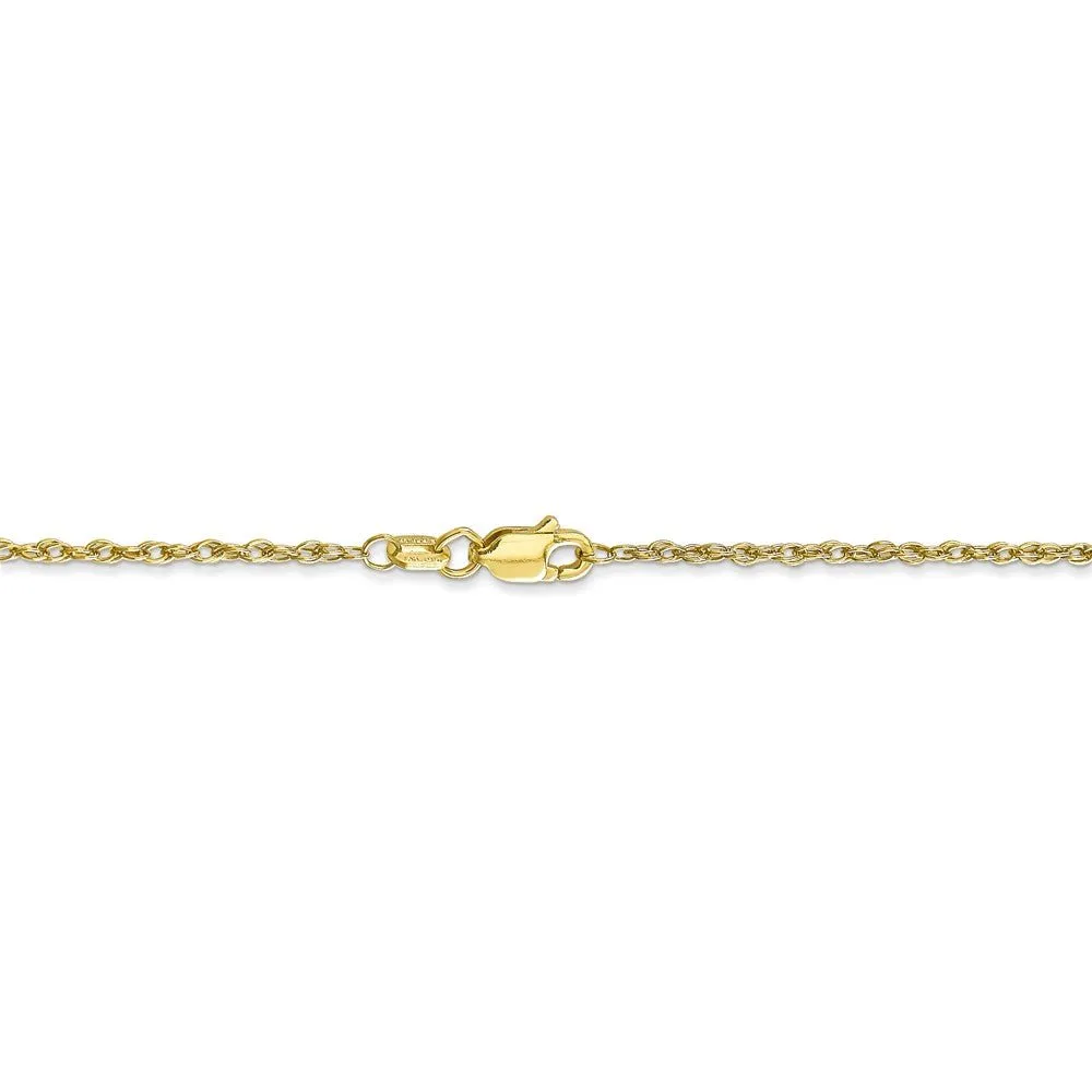 1.3mm 10k Yellow Gold Solid Baby Rope Chain Necklace