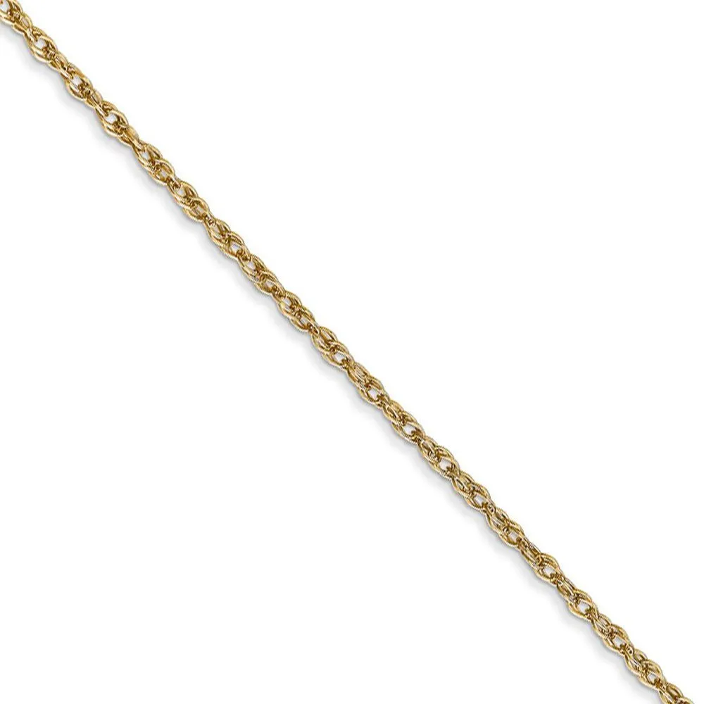 1.3mm, 14K Yellow Gold, Solid Baby Rope Chain Necklace