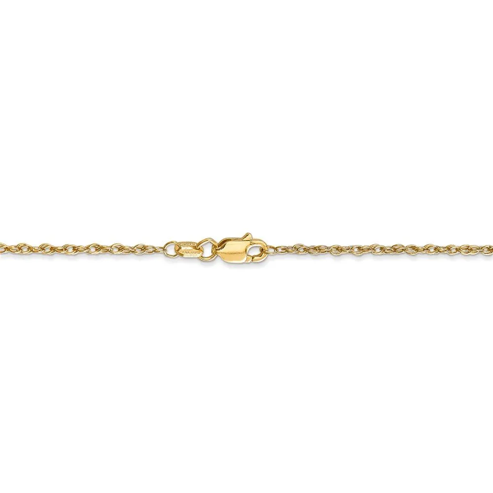 1.3mm 18k Yellow Gold Baby Rope Chain Necklace