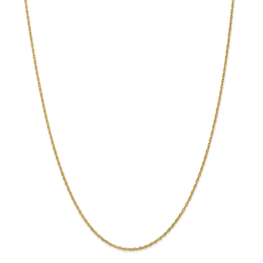 1.3mm 18k Yellow Gold Baby Rope Chain Necklace