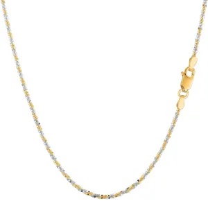 14k 2 Tone Yellow And White Gold Sparkle Chain Necklace, 1.5mm