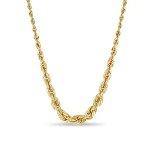 14k Gold Graduated Rope Chain Necklace