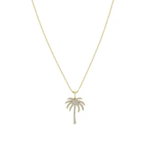 14k Pavé Diamond Palm Tree Necklace