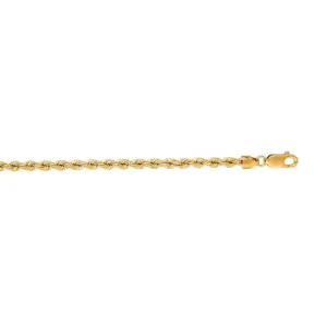 14k Yellow Gold 3mm Rope Chain, 19.3 Grams, 24 Inch Long