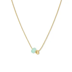 18K Gemstone Dual Bead Necklace with Chrysoprase