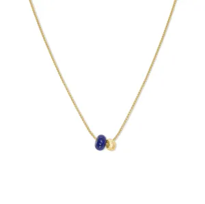 18K Gemstone Dual Bead Necklace with Lapis