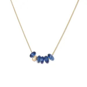 18K Gemstone Six Bead Necklace with Kyanite