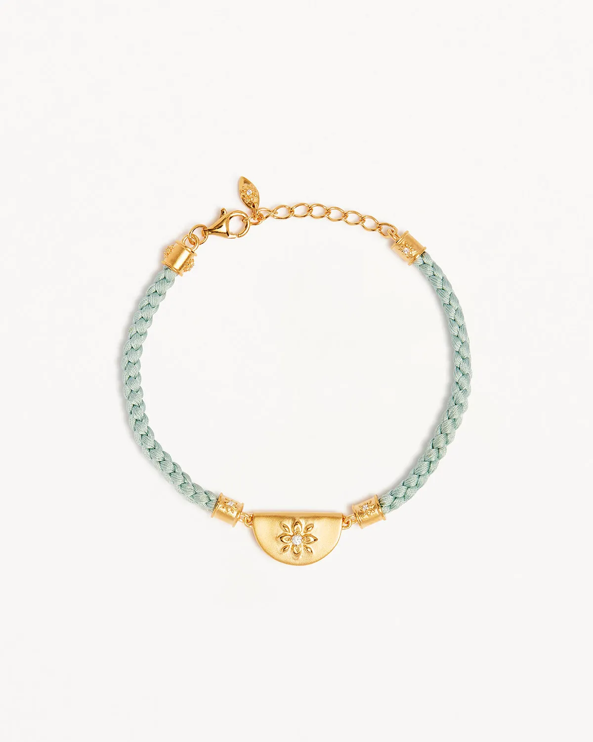 18k Gold Vermeil Lotus Blue Silk Cord Bracelet