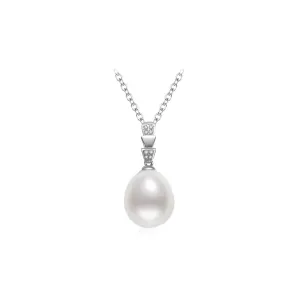 18K Solid Gold Diamond Saltwater Pearl Necklace KN00199