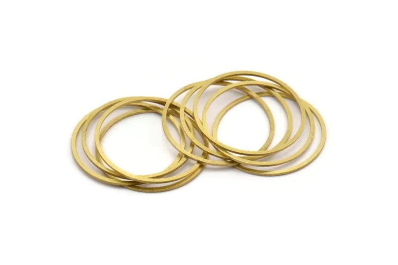 30.5mm Circle Connectors - 24 Raw Brass Circle Connectors (30.5x1x0.80mm) A6217