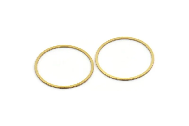 30.5mm Circle Connectors - 24 Raw Brass Circle Connectors (30.5x1x0.80mm) A6217