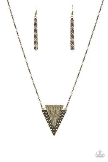 Ancient Arrow Brass Necklace - Paparazzi Accessories