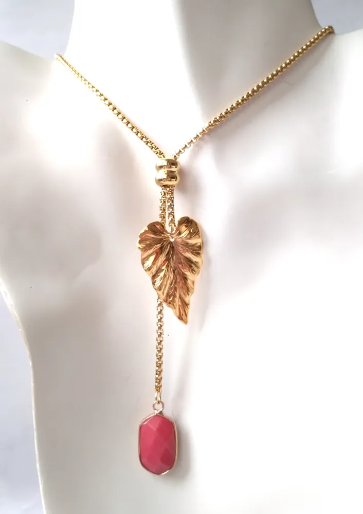 Anthurium with Red Jade Slider Necklace