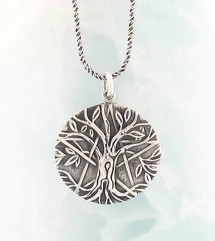 Antiqued Tree of Life Pentacle Pendant