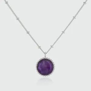 Barcelona Silver February Amethyst Birthstone Necklace