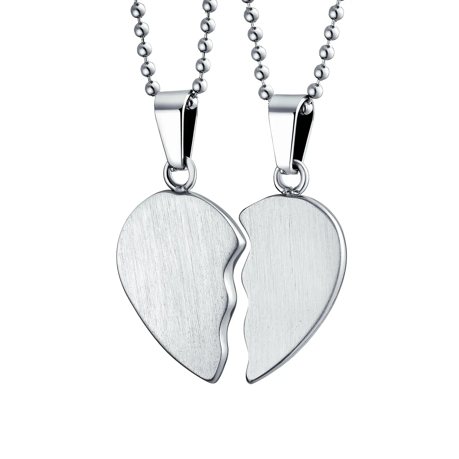 Best Friend Split Broken Heart Break Apart Stainless Steel Necklace