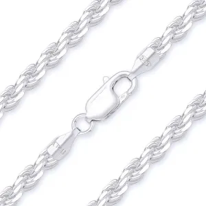 Better Jewelry 3.2mm Rope Diamond cut Chain Necklace .925 Sterling Silver