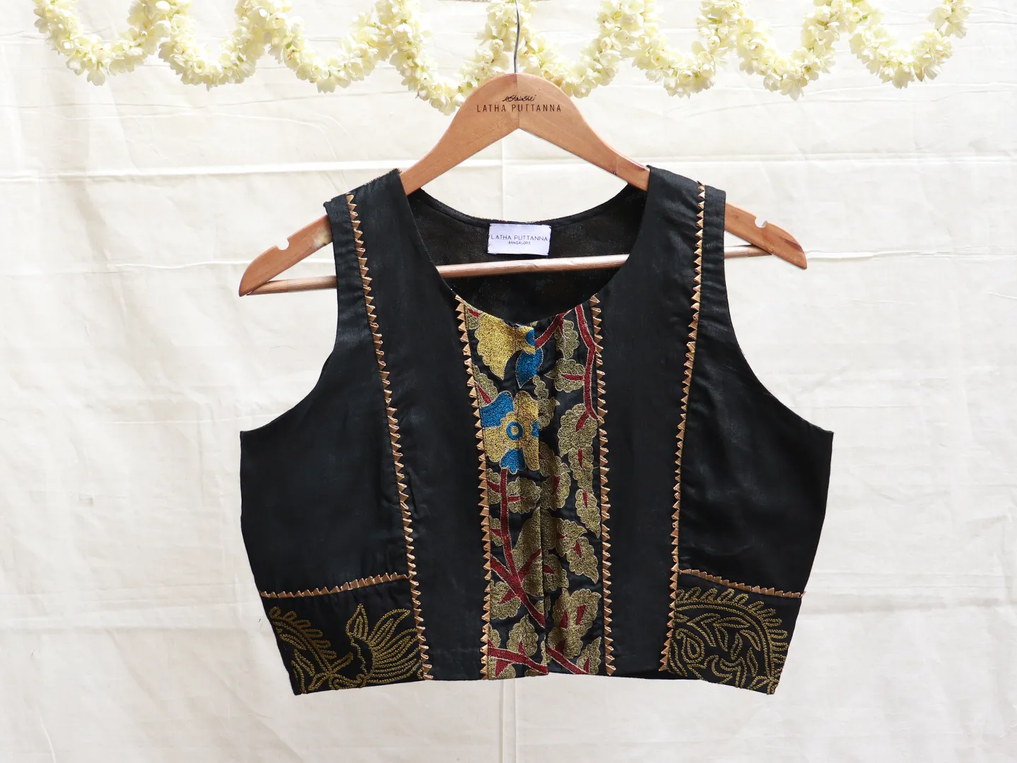 Black Tussar Embroidery blouse