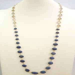 Blue Sapphire and Lemon Quartz Jeweled Chain Necklace