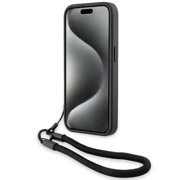 BMW Signature Leather Wordmark Cord Hard Case for iphone 15 Pro 6.1" Black - BMHCP15L23RMRLK