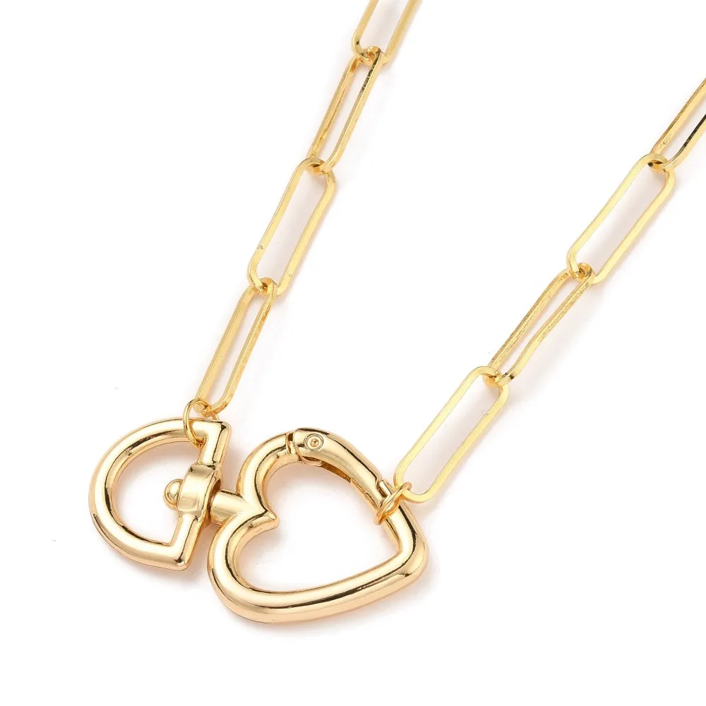 Brass Heart Clasp Necklace - 18