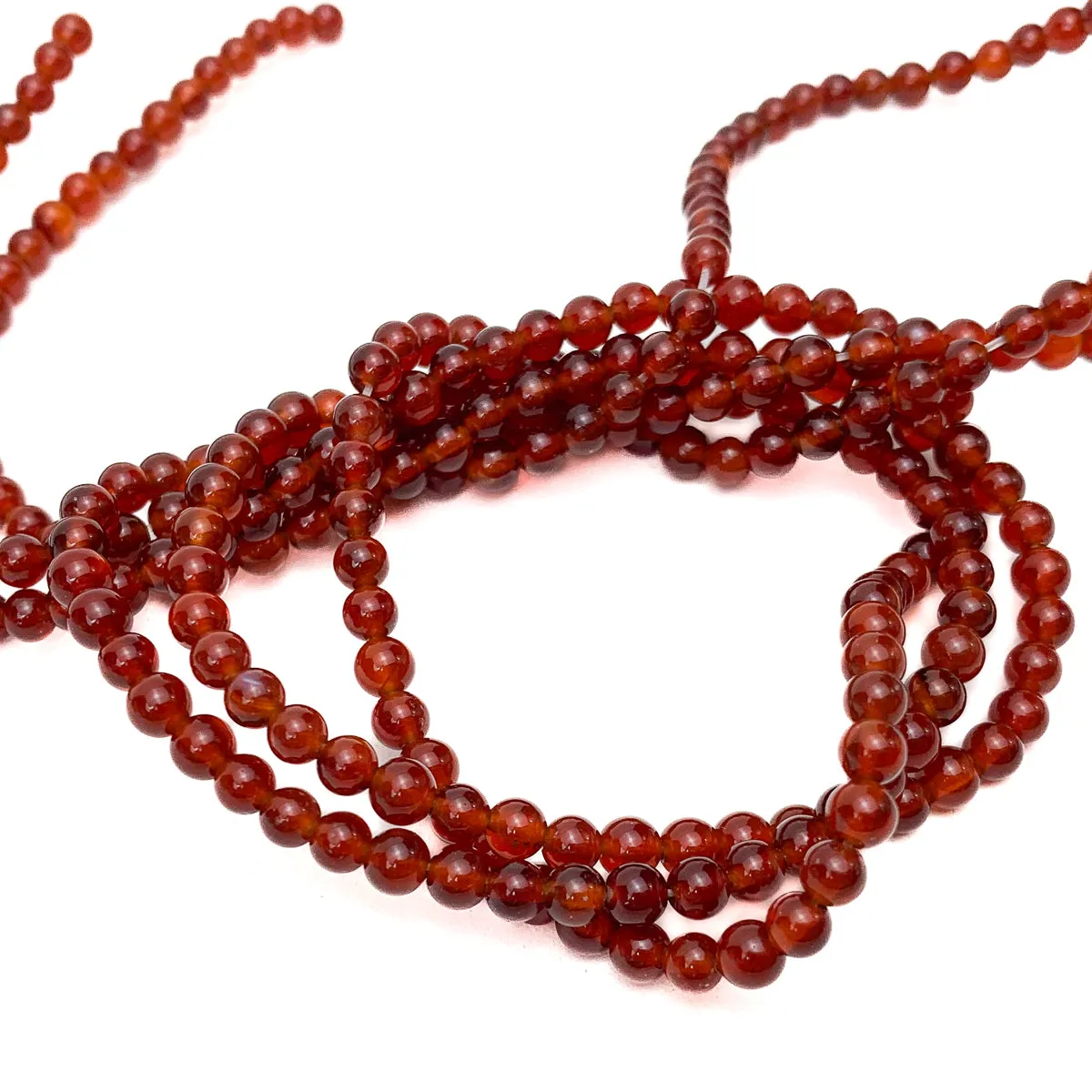 Carnelian (Dark) 4mm Smooth Rounds Bead Strand