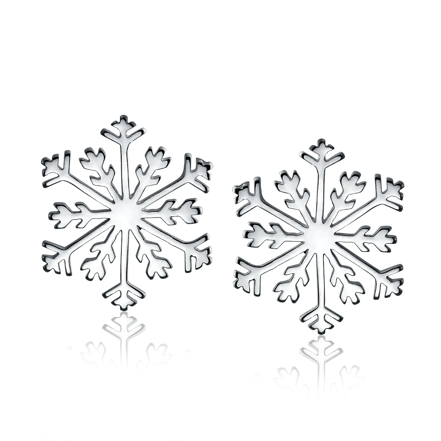 Classic Christmas Snowflake Dangle Pendant Earrings Sterling Silver Leverback