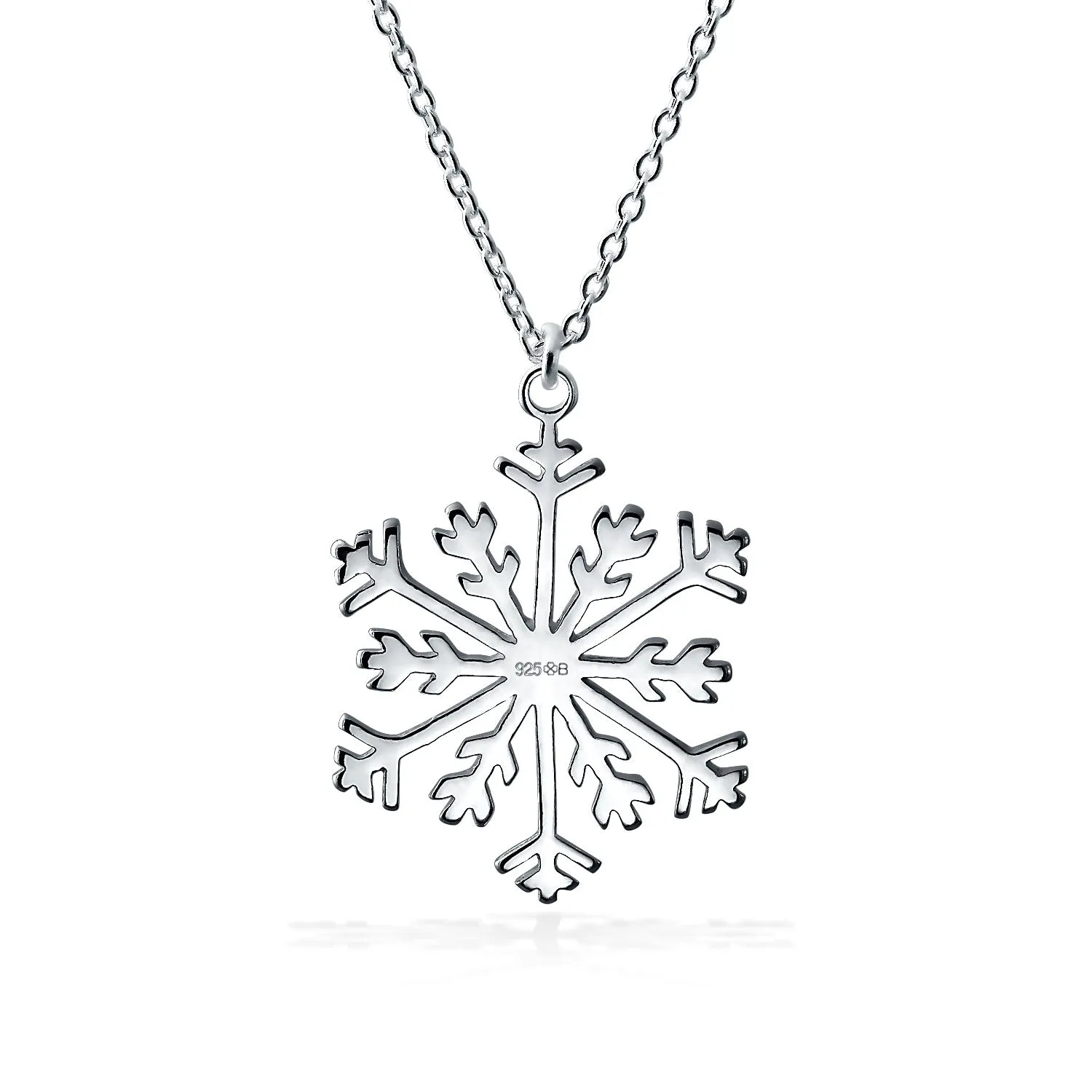 Classic Christmas Snowflake Dangle Pendant Earrings Sterling Silver Leverback