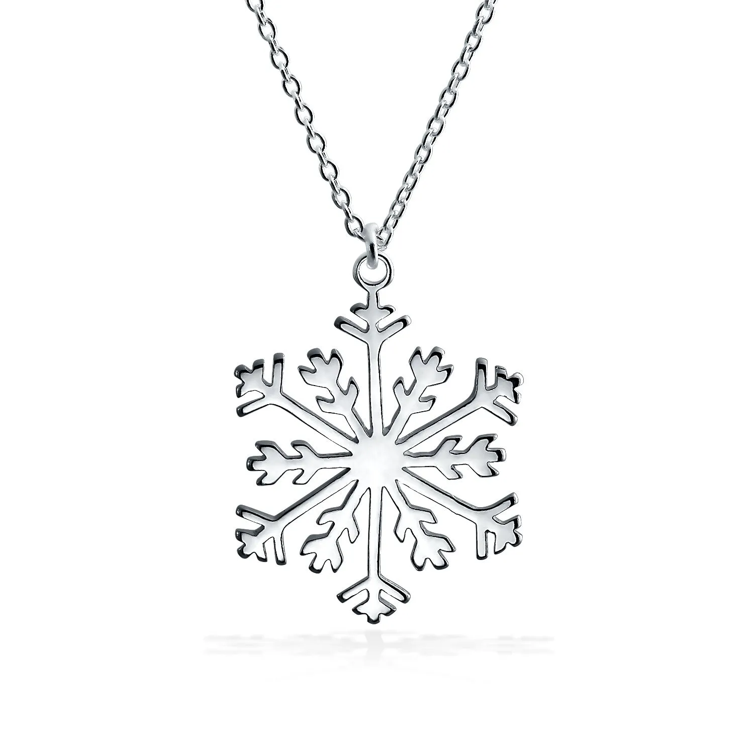 Classic Christmas Snowflake Dangle Pendant Earrings Sterling Silver Leverback