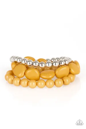 Color Venture Silver and Yellow Bracelet Set - Paparazzi Accessories