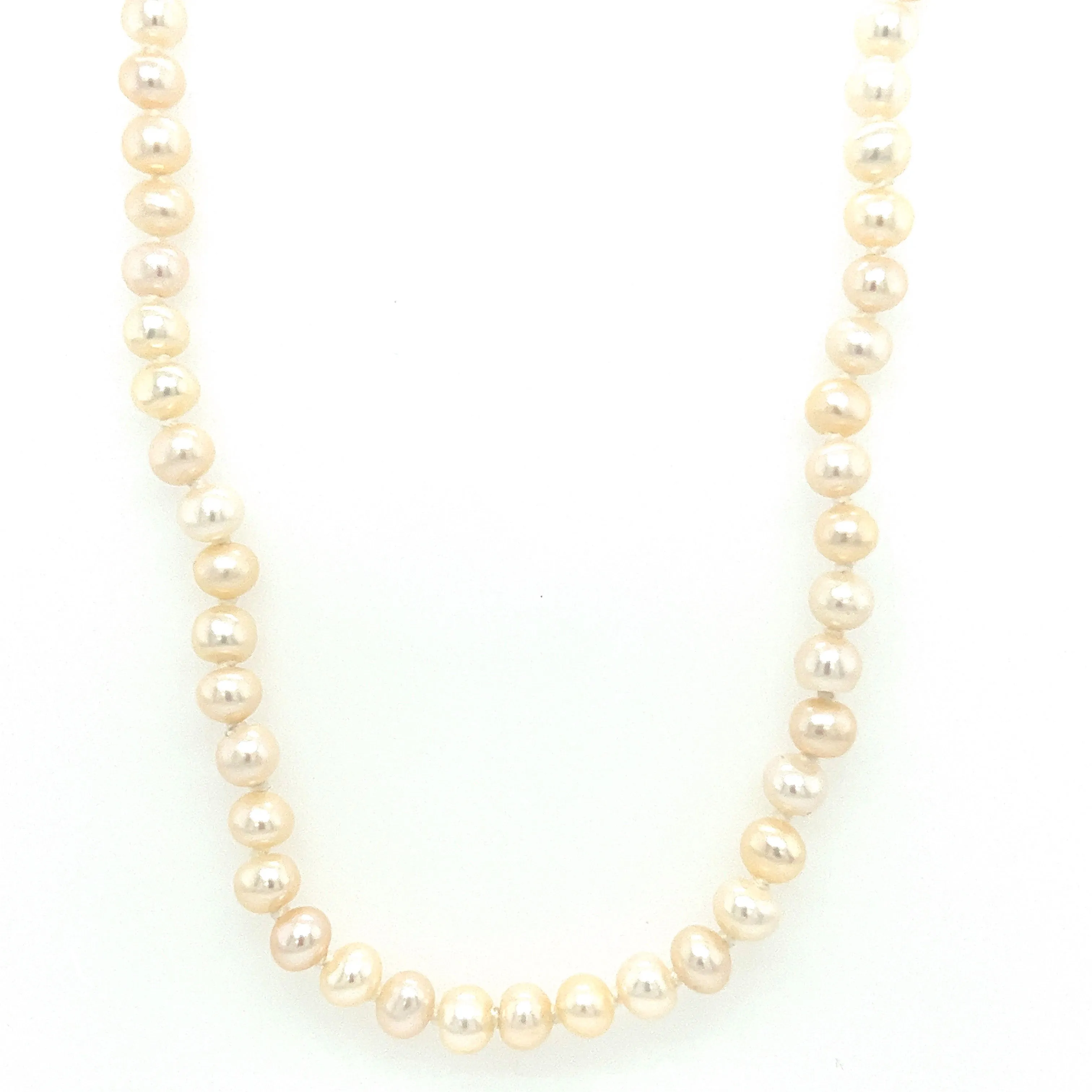 Cultured White Freshwater Pearl Necklace with 14K Yellow Gold Clasp