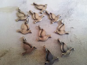 Delicate Charms for making jewels. Dove Pendants. 10 pcs.