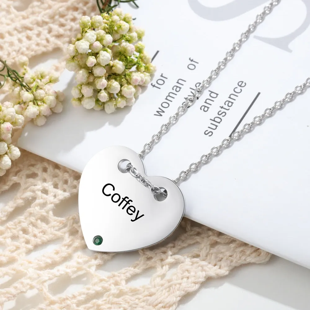 Designer Personalized Name Engraved Heart Pendants Custom DIY Birthstone Necklace Valentines Day Gifts for Girlfriend