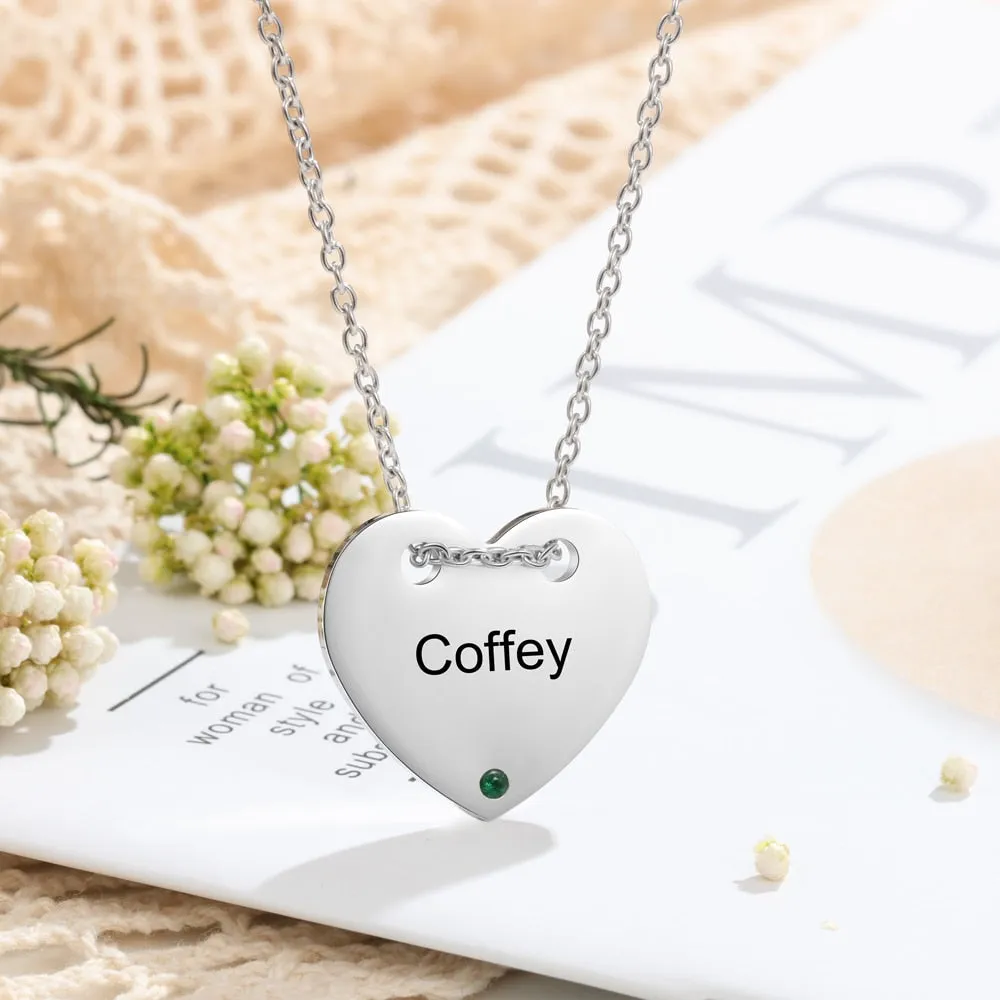 Designer Personalized Name Engraved Heart Pendants Custom DIY Birthstone Necklace Valentines Day Gifts for Girlfriend