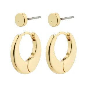 EILISH huggie hoop earrings & studs 2-in-1 set gold-plated