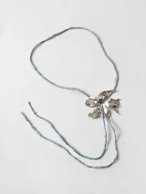 Blue Floral Cord Necklace - Elegant Handcrafted Design