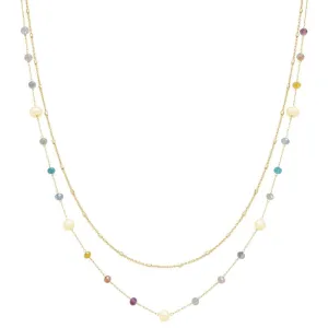 Glass Bead Metal Chain - Blue